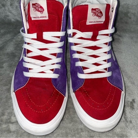Vans Sk8-Suede Hi-Top Sneaker Red Purple Teal Checkered Midsole Custom Size 10.5 - Picture 3 of 11